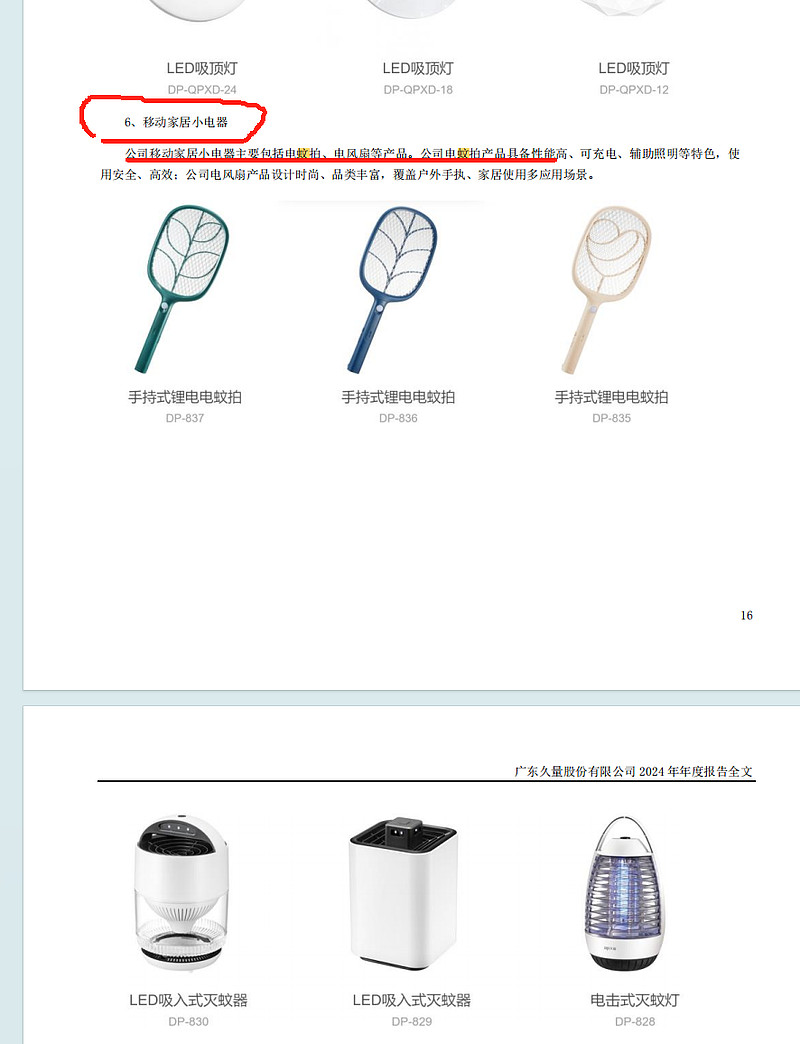 久量股份:2024年电蚊拍业务占公司总体营业收入10%以上