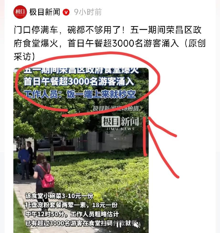 “一中午吃了550斤米”！多地政府机关食堂国庆向社会开放，游客：3个人点9个菜只要58元，味道很好