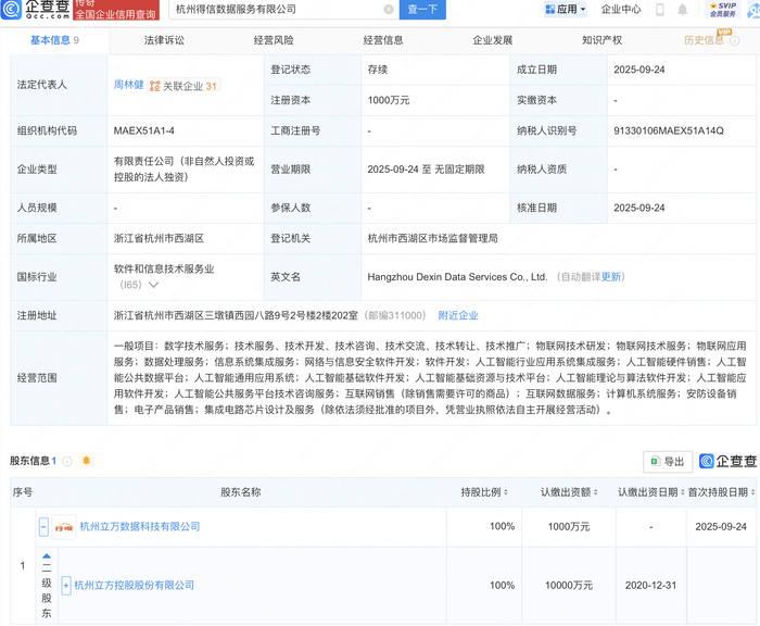 蔚来、豪威集团等成立科技公司，含AI及集成电路业务